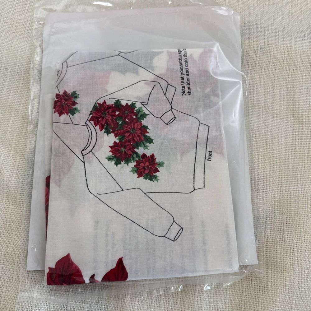 Christmas Poinsettias Cardinals Appliques Fabric Panel VIP Cranston Sew Crafts - Picture 6 of 11